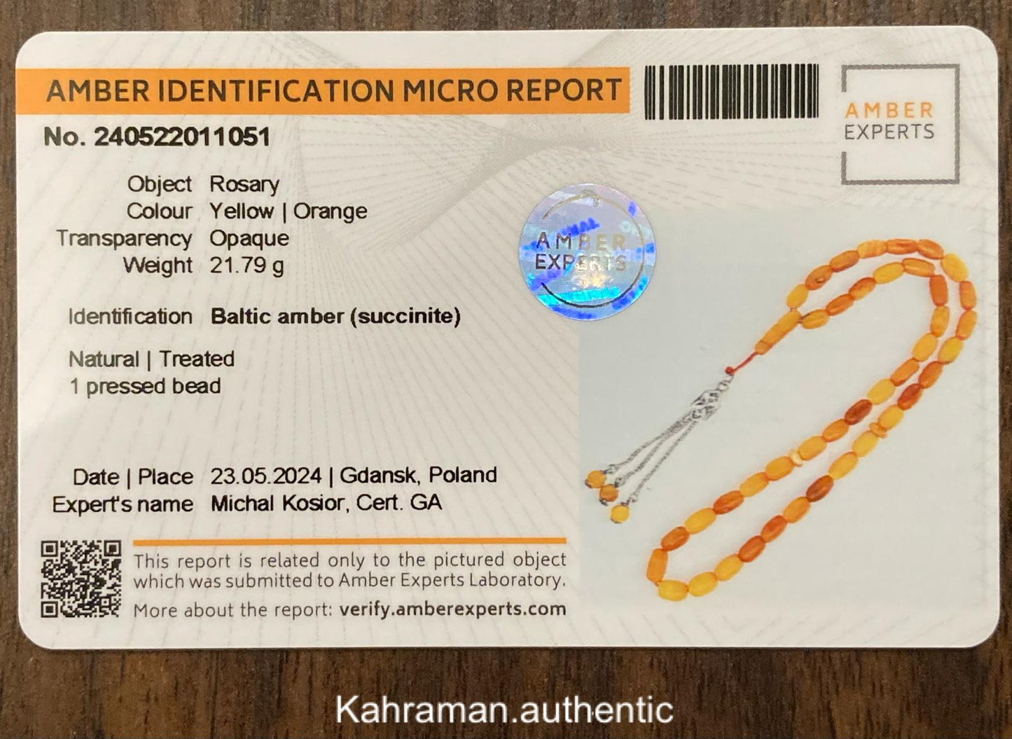 Certified antique German amber rosary