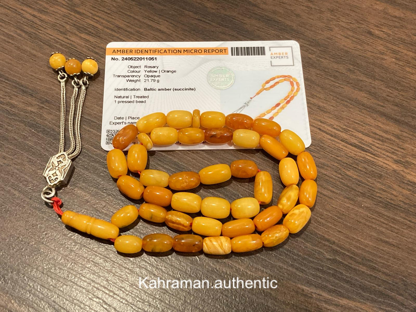 Certified antique German amber rosary