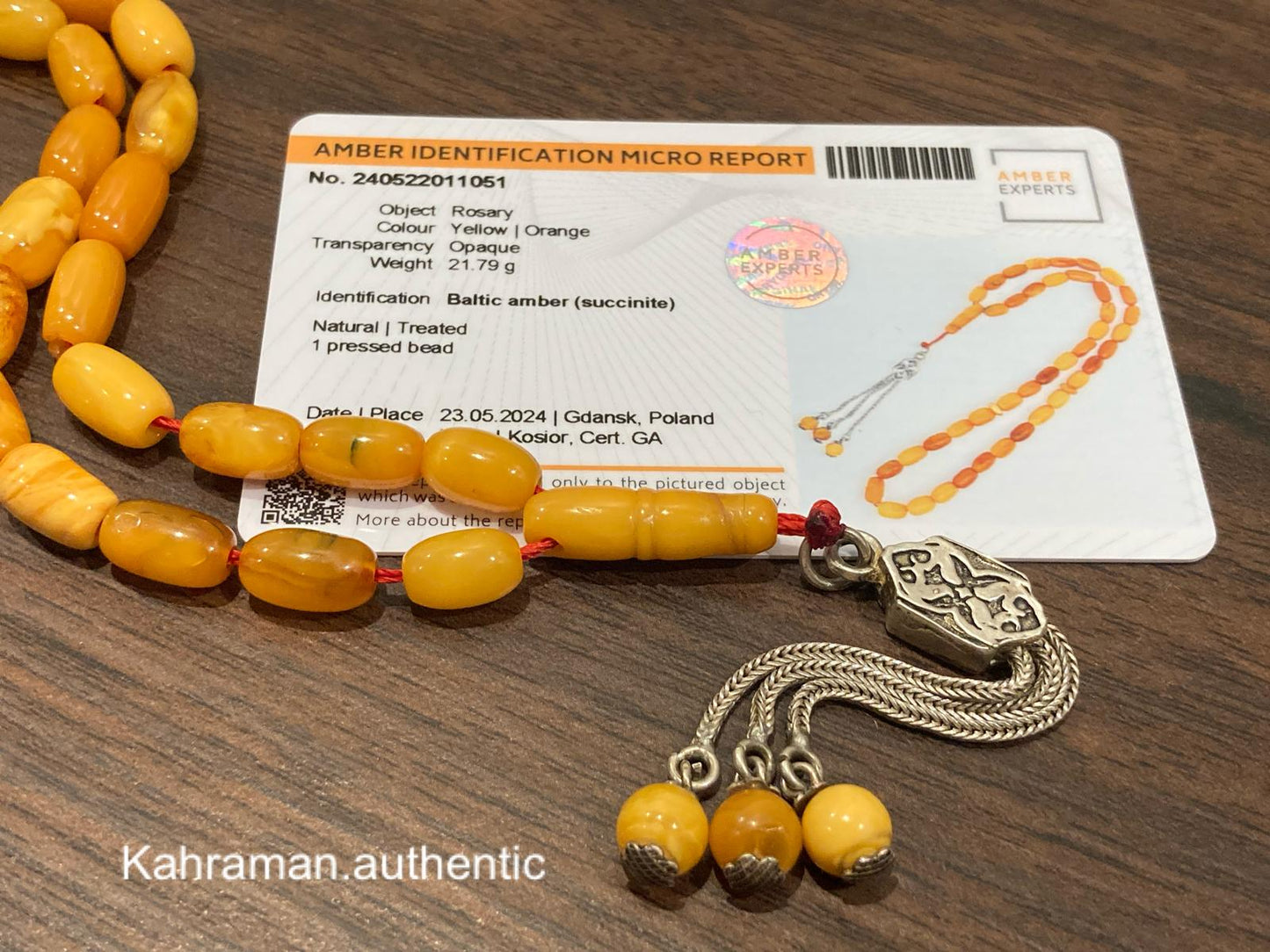 Certified antique German amber rosary